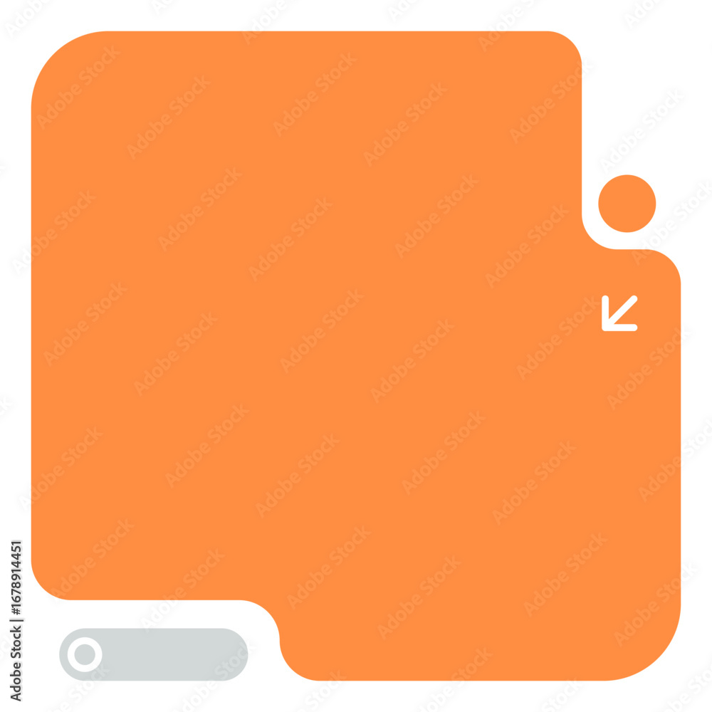 Poster bright orange ui mockup with clean layout. rounded orange web frame with flat style