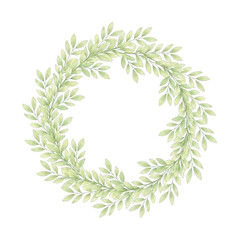 Naklejka premium Delicate green leaf wreath isolated on transparent background