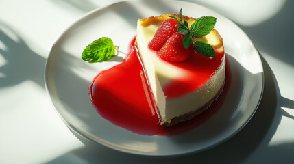 Velvety New York Cheesecake with Strawberry Compote