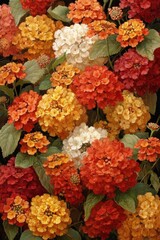 Vibrant floral still life featuring clusters of various colored flowers