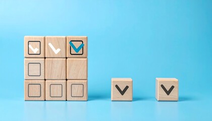 Obraz premium Wooden blocks with check marks
