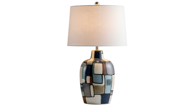 Table lamp with geometric pattern isolated PNG with Transparent Background