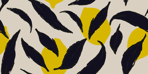 Abstract Lemon and Leaf Composition Pattern