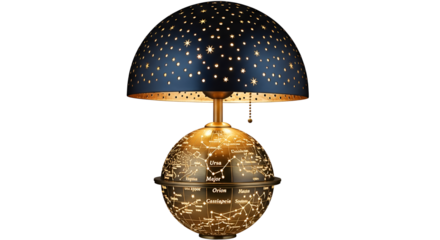 Decorative constellation globe lamp isolated PNG with Transparent Background