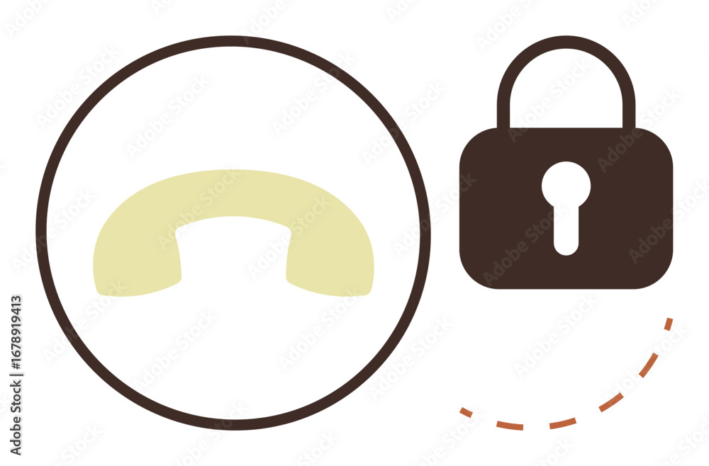 Aufkleber phone handset in a circle beside a padlock symbolizing secure communication and data protection. ide