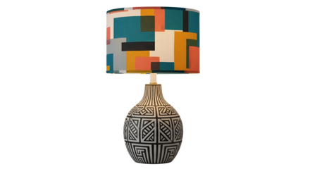 Decorative lamp with geometric pattern lampshade isolated PNG with Transparent Background