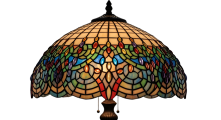 Intricate stained glass lamp with mosaic design isolated PNG with Transparent Background