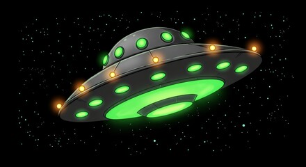 Flying saucer in space illustration