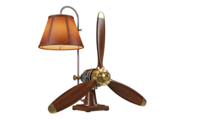Vintage airplane propeller table lamp isolated PNG with Transparent Background