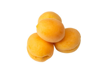 Ripe juicy orange apricots isolated on white background.