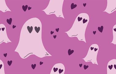 cute ghost pattern fallin love cartoon character