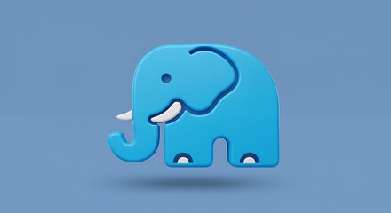 Fototapeta premium Adorable 3D Rendered Blue Elephant Icon on a Soft Blue Background