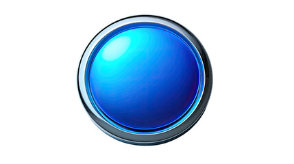 Stunning blue sphere with a chrome border offers a modern, sleek design element for your project, perfect for tech interfaces and creative graphics isloted on transparent background