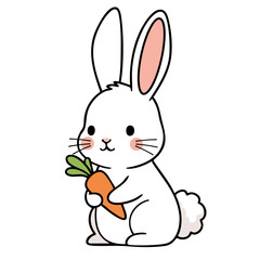 Obraz premium Adorable Bunny Holding a Fresh Carrot: Cute Animal Illustration