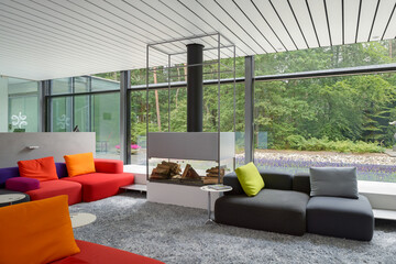 Modern luxury apartment interior in minimal scandinavian style, 3d rendering