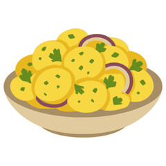 Erdäpfelsalat Austrian potato salad food flat color vector illustration template design