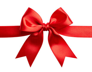 Fototapeta premium Flat Red Bow Knot in Minimal Style, Simple Ribbon Accent, Isolated on White Background