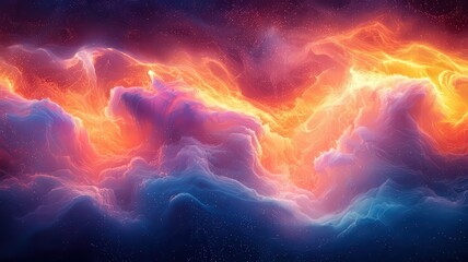 Vibrant Cosmic Clouds: A sunning blend of fiery oranes and deep blues, evokingthe beauty of the universe perfect for sci-fi and fatasy themes.