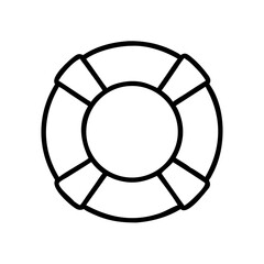 Lifebuoy icon in minimal design with black outline on white background  