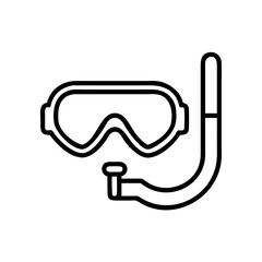 Snorkel mask with tube in minimalist line art style  