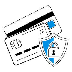Digital Credit Card with Shield &ndash; Online Security Protection Concept