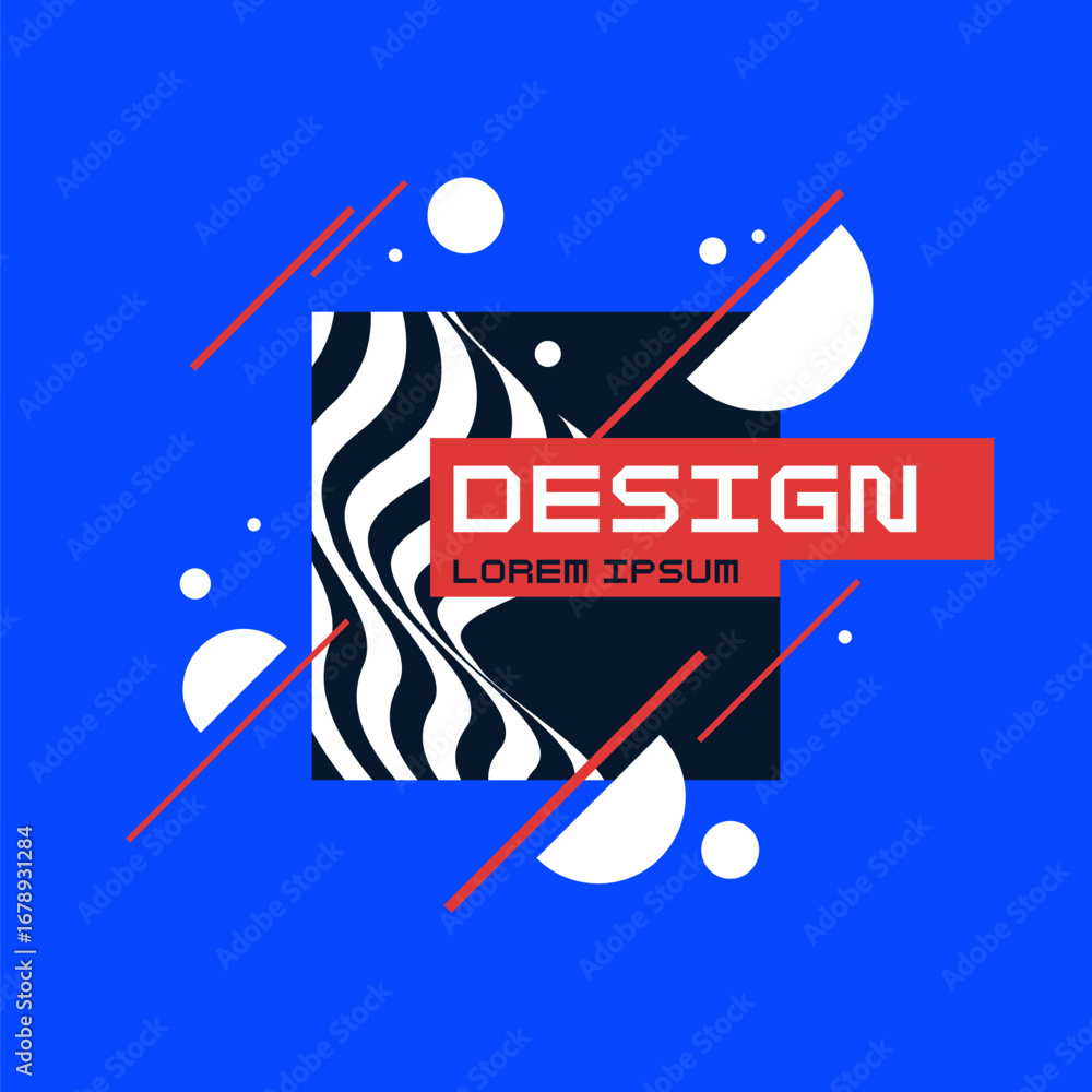 Aufkleber background with simple geometric elements. a template for placing text. big date, processing of digi