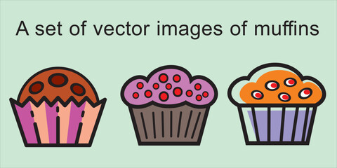 A set of vector images of muffins