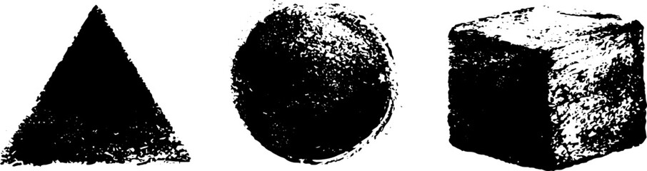 Black and white geometric shapes stencil set for creative designs and art projects