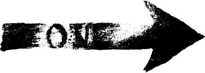 Grunge style black and white stencil arrow with text design for urban art and decor