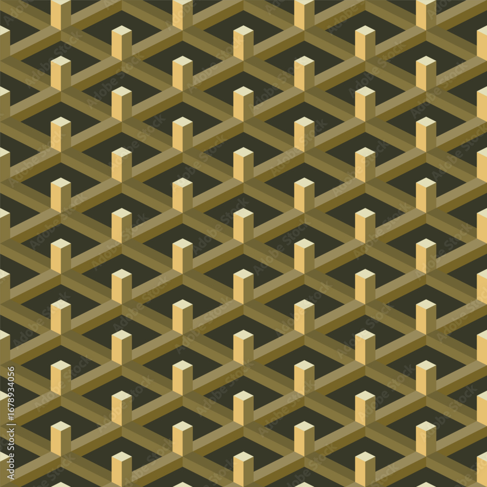 Poster geometric illusion seamless repeatable isometric pattern style design element