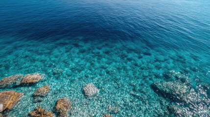 Obraz premium stunning aerial view of ocean surface captured on bright sunny day