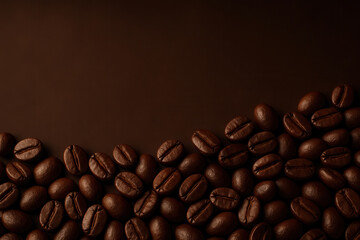 Roasted coffee beans in a placer on a background.