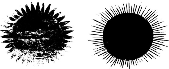 Black and white mandala stencil set with distressed grunge design for artistic projects