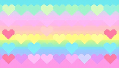 Pastel hearts in a rainbow gradient