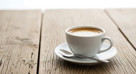Obraz premium Coffee Cup on Wooden Table.