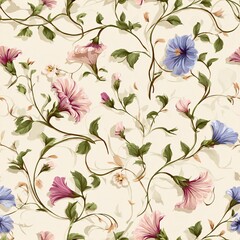 Elegant floral vine fabric pattern seamless