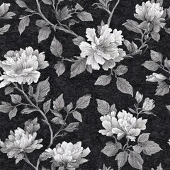 Chalk drawn floral fabric pattern seamless