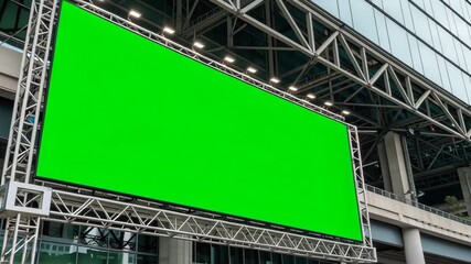 Empty mockup billboard with green screen in city concept. Perfect for advertisements or digital displays in urban environments.