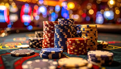 Poker chips close up