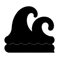 Stylized image of two ocean waves in simple black and white design