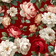 Elegant floral bouquet fabric pattern seamless