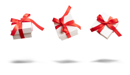 Dynamic angle of three gift box for decoration celebration theme design.anniversary and special day with present concepts.Real photo