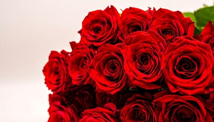 Obraz premium Close-up view of a vibrant bouquet of deep red roses, showcasing rich color and intricate details.