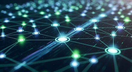 Abstract network connection glowing nodes and lines.