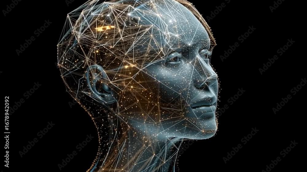 Poster a detailed representation highlights the integration of neurochips with digital technology. the artw