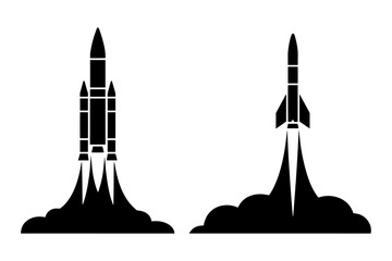  silhouettes of rocket launches space travel