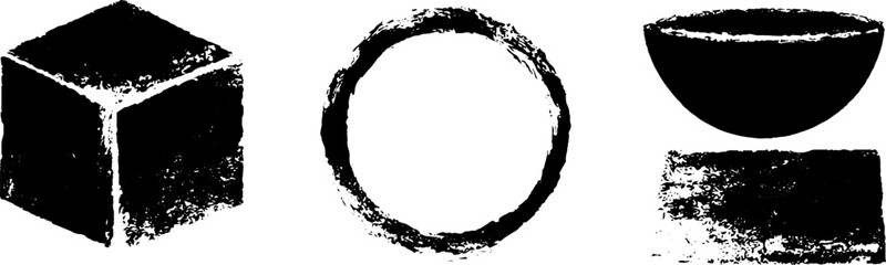 Geometric stencil art: black and white grunge shapes for unique design projects