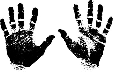 Grungy black and white handprint stencil design for urban art projects