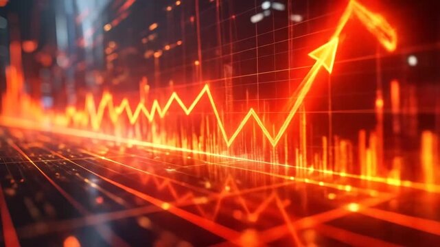 Red Stock Market Graph Ascending, Financial Growth