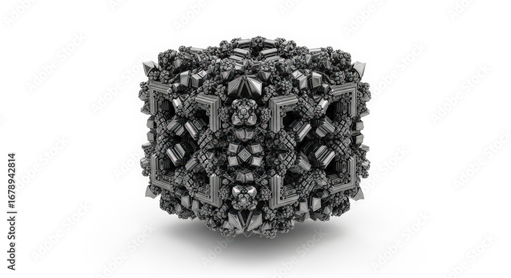 Poster detailed 3d render of a menger sponge fractal, a complex geometric cube.